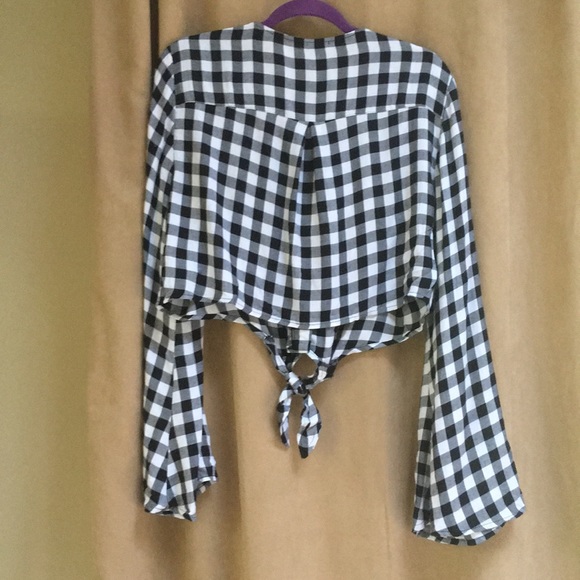 Wild Fable Gingham Check Bell Sleeve Crop Top XXL - Picture 5 of 5